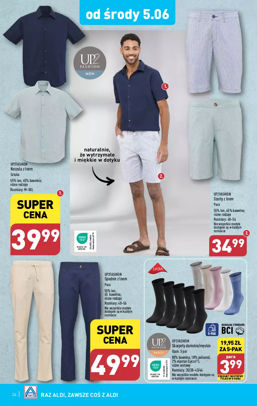 Gazetka promocyjna Aldi - Pełna oferta - ważna 03.06 do 08.06.2024 - strona 24 - produkty: Fa, Karp, Kosz, Koszula, Spodnie, Szorty, Wełna