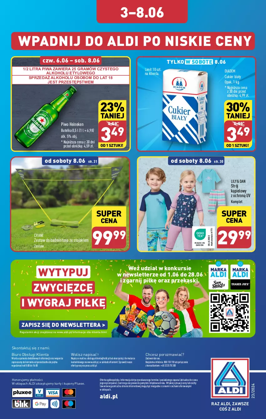 Gazetka promocyjna Aldi - Pełna oferta - ważna 03.06 do 08.06.2024 - strona 34 - produkty: Biuro, Cukier, Gra, Heineken, O nas, Piwa, Piwo, Por, Stojak, Strój kąpielowy, Tera