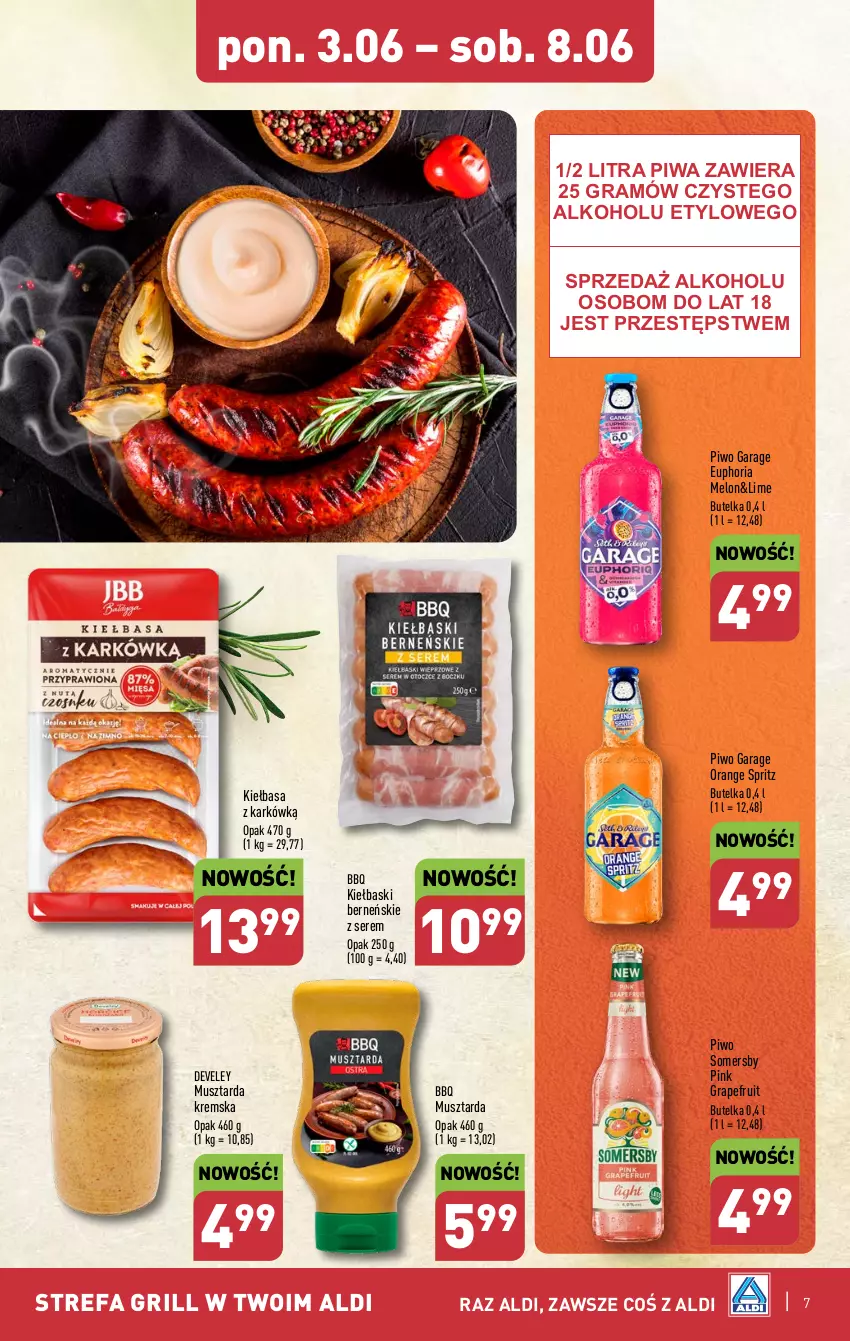 Gazetka promocyjna Aldi - Pełna oferta - ważna 03.06 do 08.06.2024 - strona 7 - produkty: Fa, Gra, Grill, Kiełbasa, Melon, Mus, Musztarda, Piwa, Piwo, Ser, Somersby