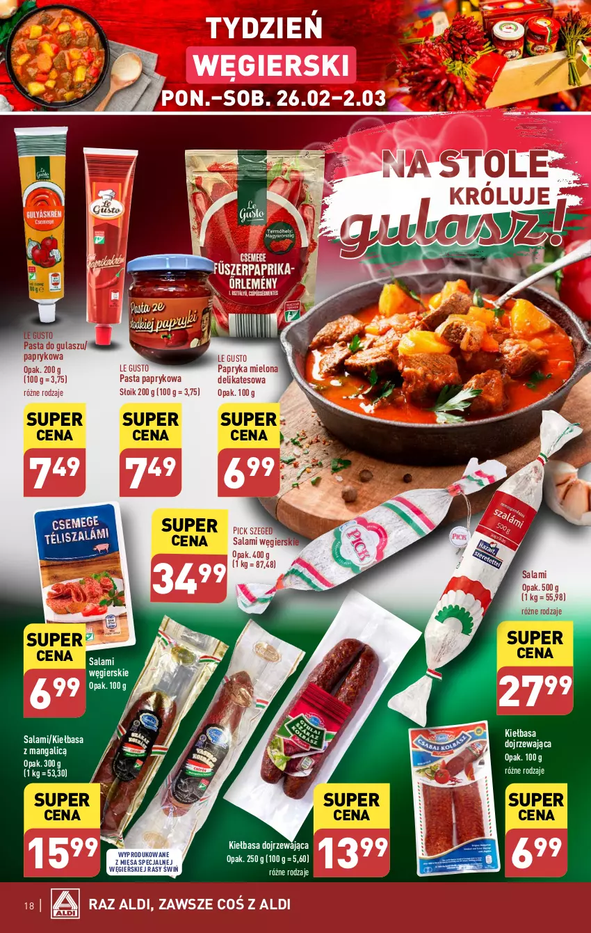 Gazetka promocyjna Aldi - Pełna oferta - ważna 26.02 do 02.03.2024 - strona 18 - produkty: Kiełbasa, Papryka, Salami