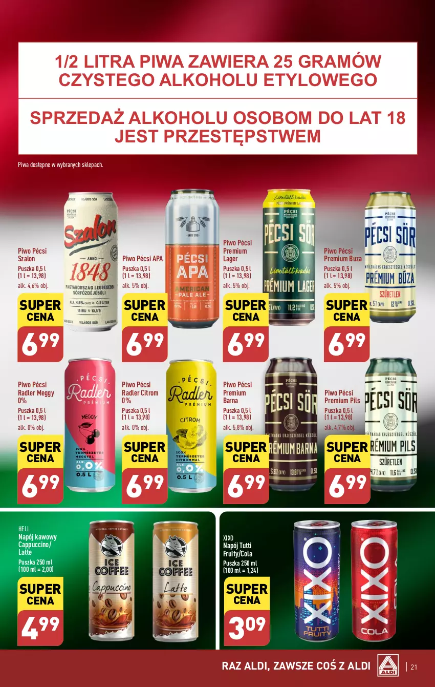 Gazetka promocyjna Aldi - Pełna oferta - ważna 26.02 do 02.03.2024 - strona 21 - produkty: Cappuccino, Gra, Napój, Piwa, Piwo, Radler, Szal