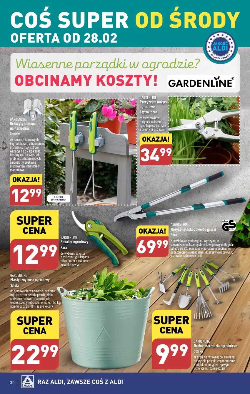 Gazetka promocyjna Aldi - Pełna oferta - ważna 26.02 do 02.03.2024 - strona 30 - produkty: Dźwig, Gra, Kosz, Noż, Nożyce, Piec, Por, Sekator, Sok, Teleskop, Uchwyty