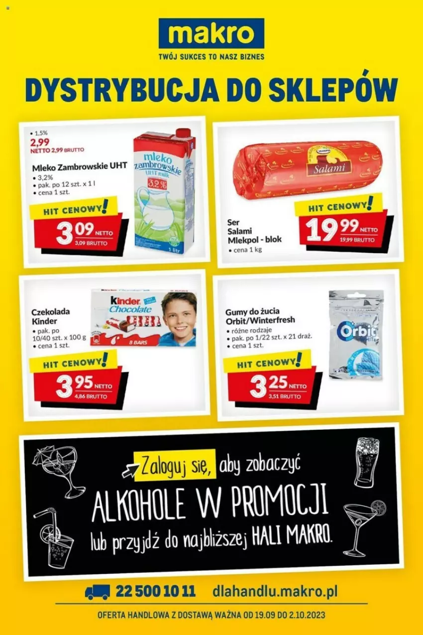 Gazetka promocyjna Makro - ważna 19.09 do 02.10.2023 - strona 1 - produkty: Czekolada, Kinder, O nas, Orbit, Salami, Ser, Ser salami