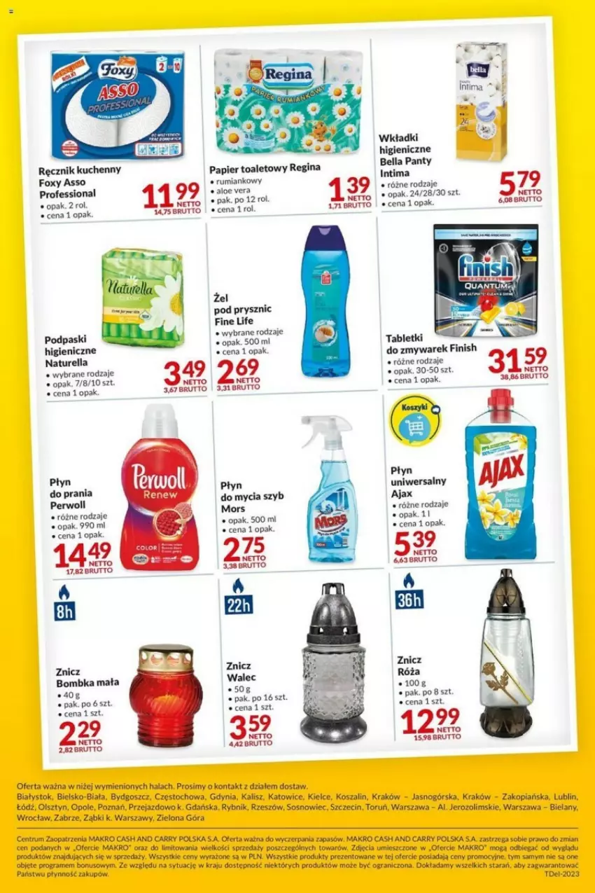 Gazetka promocyjna Makro - ważna 19.09 do 02.10.2023 - strona 4 - produkty: Ajax, Finish, Gin, Gra, Kosz, Naturell, Naturella, Papier, Papier toaletowy, Perwoll, Płyn do prania, Podpaski, Róża, Rum, Sos, Szal, Tablet, Wkładki, Znicz