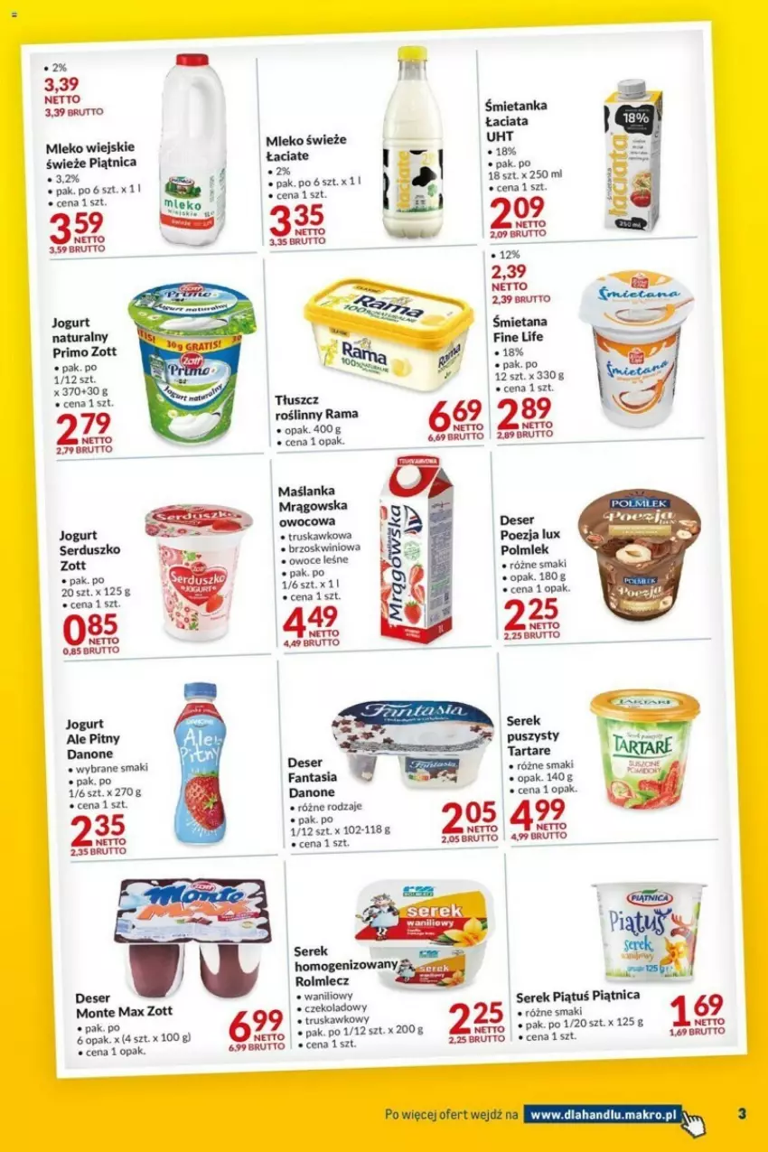 Gazetka promocyjna Makro - ważna 19.09 do 02.10.2023 - strona 7 - produkty: Danone, Deser, Fa, Fanta, Jogurt, Maślanka, Mleko, Monte, Owoce, Piątnica, Polmiek, Rama, Ser, Serek, Tarta, Tartare, Zott