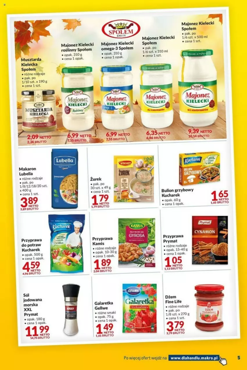 Gazetka promocyjna Makro - ważna 19.09 do 02.10.2023 - strona 9 - produkty: Bell, Bella, Bulion, Dżem, Gala, Galaretka, Kamis, Kucharek, Lion, Lubella, Majonez, Makaron, Mus, Musztarda, Omega-3, Prymat, Przyprawa do potraw, Sól