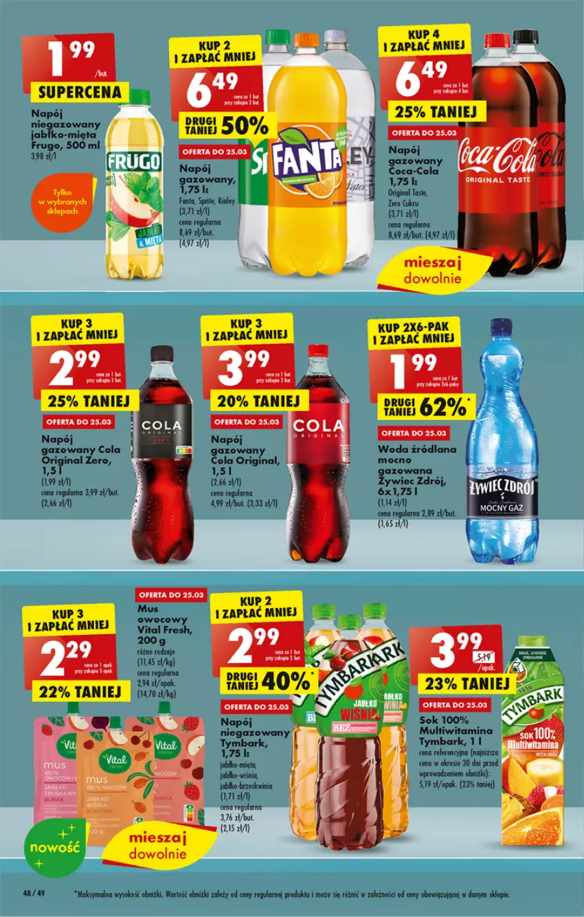 Gazetka promocyjna Biedronka - ważna 23.03 do 29.03.2023 - strona 48 - produkty: Coca-Cola, Fa, Fanta, Gin, LANA, Mięta, Mus, Napój, Sok, Sprite, Woda