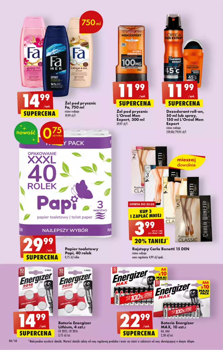 Gazetka promocyjna Biedronka - ważna 23.03 do 29.03.2023 - strona 54 - produkty: Dezodorant, Energizer, Fa, Papier, Papier toaletowy, Rajstopy, Sok, Top