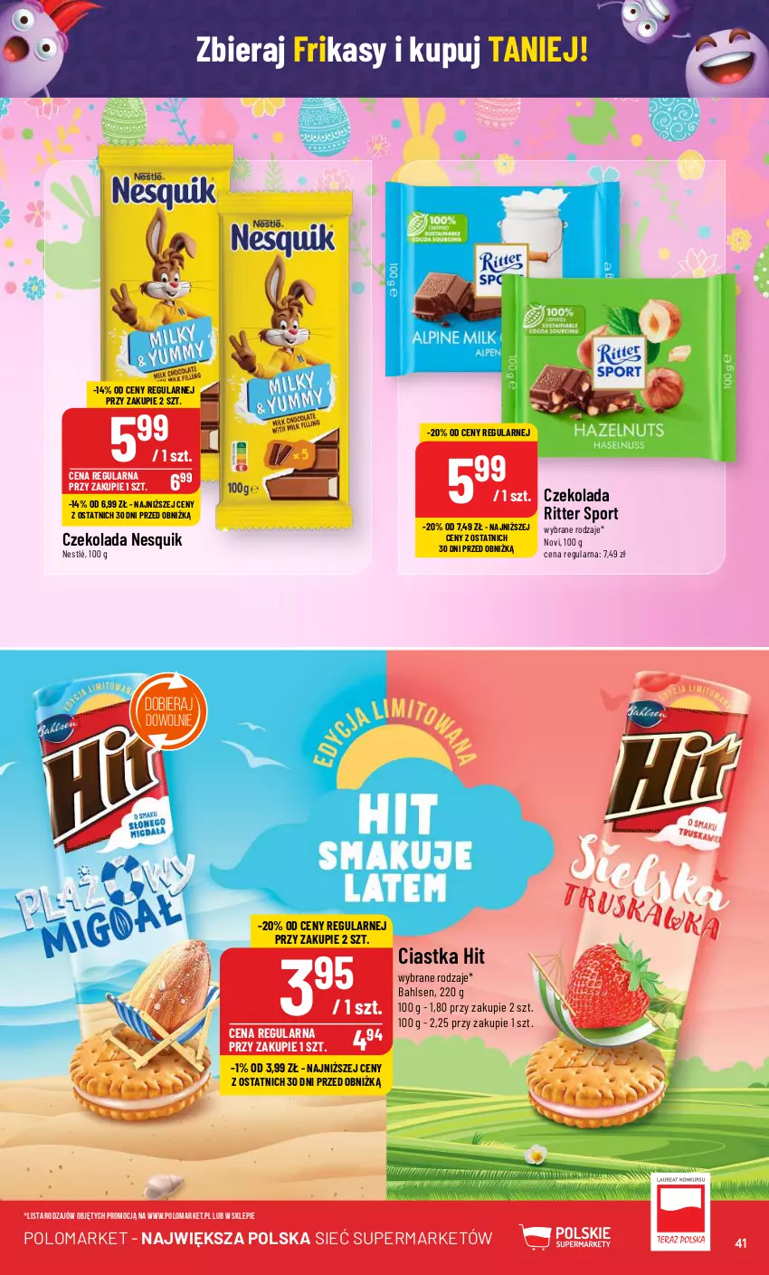 Gazetka promocyjna PoloMarket - Gazetka pomocyjna - ważna 13.03 do 19.03.2024 - strona 41 - produkty: Ciastka, Czekolada, Nesquik, Nestlé, Por, Ritter Sport, Sport