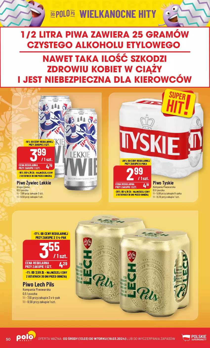 Gazetka promocyjna PoloMarket - Gazetka pomocyjna - ważna 13.03 do 19.03.2024 - strona 50 - produkty: Piwo, Tyskie