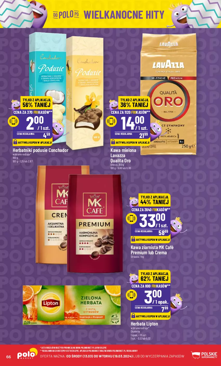 Gazetka promocyjna PoloMarket - Gazetka pomocyjna - ważna 13.03 do 19.03.2024 - strona 66 - produkty: BIC, Herbata, Herbatniki, Kawa, Kawa mielona, Kawa ziarnista, Lavazza, Lipton