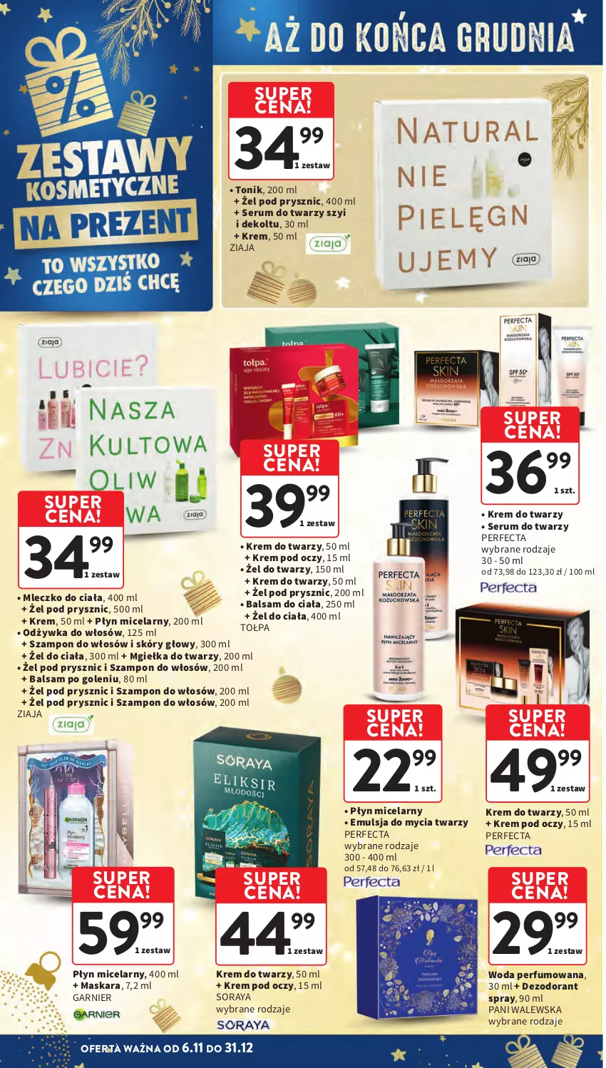Gazetka promocyjna Intermarche - Gazetka Intermarche - ważna 13.11 do 19.11.2025 - strona 12 - produkty: Balsam do ciała, Balsam po goleniu, Dezodorant, Emulsja, Emulsja do mycia, Garnier, Krem do twarzy, Krem pod oczy, Maska, Maskara, Mgiełka do twarzy, Mleczko, Mleczko do ciała, Odżywka, Perfecta, Perfum, Płyn micelarny, Rum, Ser, Serum, Serum do twarzy, Szampon, Tołpa, Tonik, Woda, Woda perfumowana, Ziaja