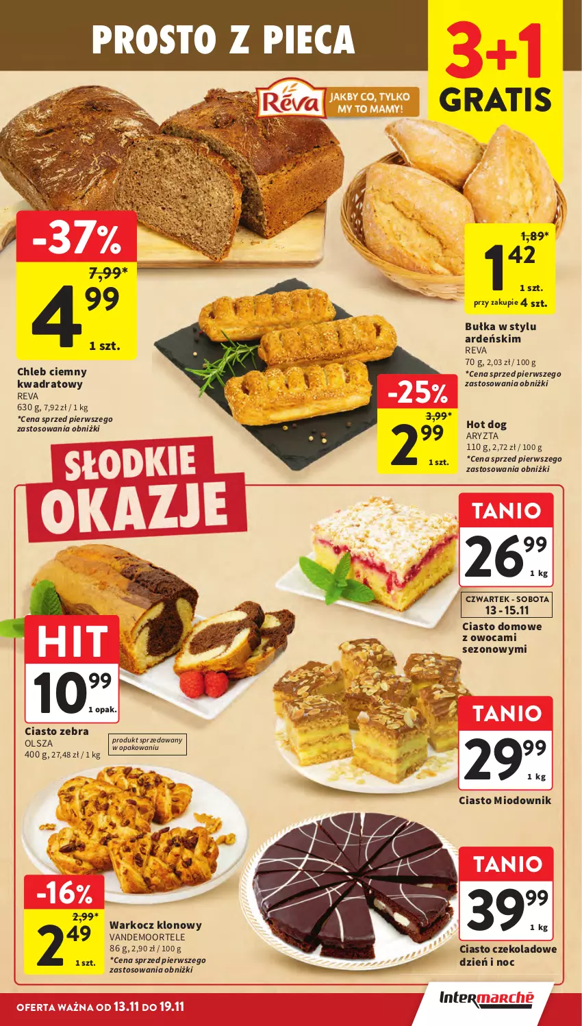 Gazetka promocyjna Intermarche - Gazetka Intermarche - ważna 13.11 do 19.11.2025 - strona 19 - produkty: Bułka, Chleb, Ciasto czekoladowe, Gra, Hot dog, Koc, Piec