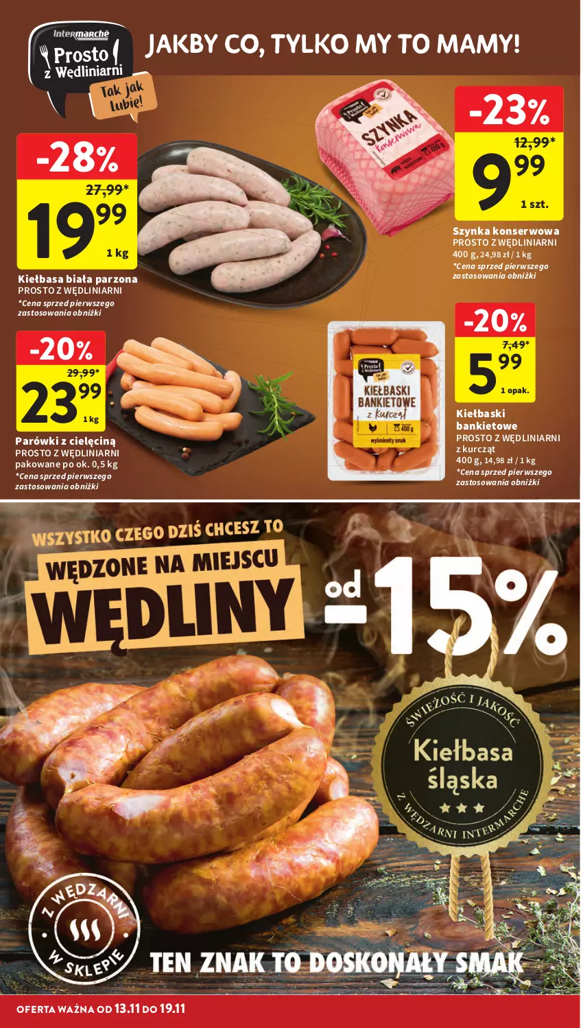 Gazetka promocyjna Intermarche - Gazetka Intermarche - ważna 13.11 do 19.11.2025 - strona 22 - produkty: Kiełbasa, Kiełbasa biała, Parówki, Ser, Szynka, Szynka konserwowa