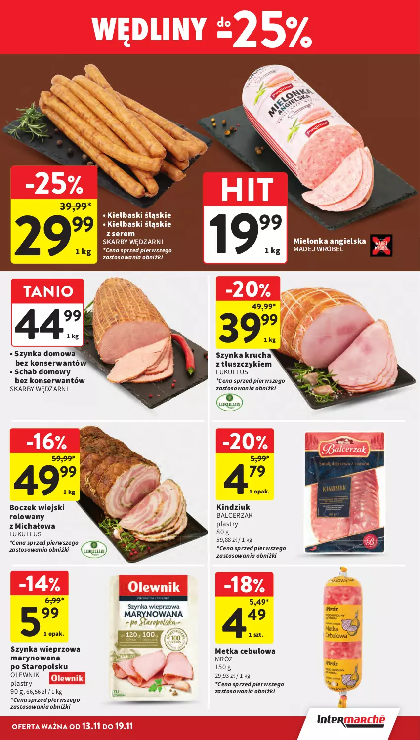 Gazetka promocyjna Intermarche - Gazetka Intermarche - ważna 13.11 do 19.11.2025 - strona 23 - produkty: Boczek, Kiełbaski śląskie, Kindziuk, Madej Wróbel, Olewnik, Ser, Szynka, Szynka wieprzowa