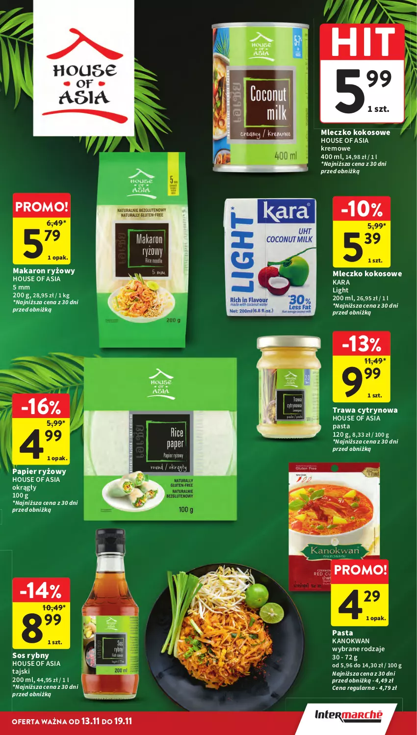 Gazetka promocyjna Intermarche - Gazetka Intermarche - ważna 13.11 do 19.11.2025 - strona 33 - produkty: House of Asia, Kokos, Makaron, Makaron ryżowy, Mleczko, Papier, Papier ryżowy, Ryż, Sos, Sos rybny