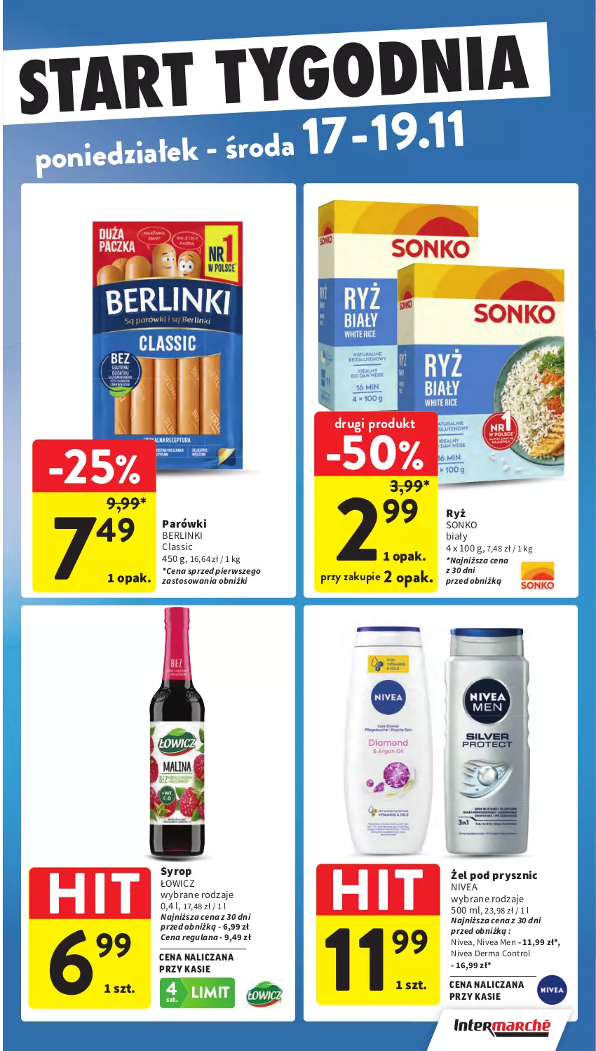 Gazetka promocyjna Intermarche - Gazetka Intermarche - ważna 13.11 do 19.11.2025 - strona 43 - produkty: Berlinki, Control, LANA, Nivea, Nivea Men, Parówki, Ryż, Sonko, Syrop