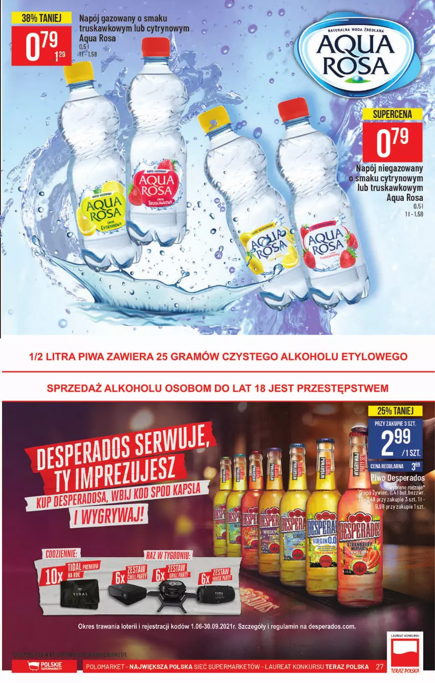 Gazetka promocyjna PoloMarket - Gazetka pomocyjna - ważna 21.07 do 27.07.2021 - strona 27 - produkty: Desperados, Gra, Laur, Napój, Napój gazowany, Piwa, Tera