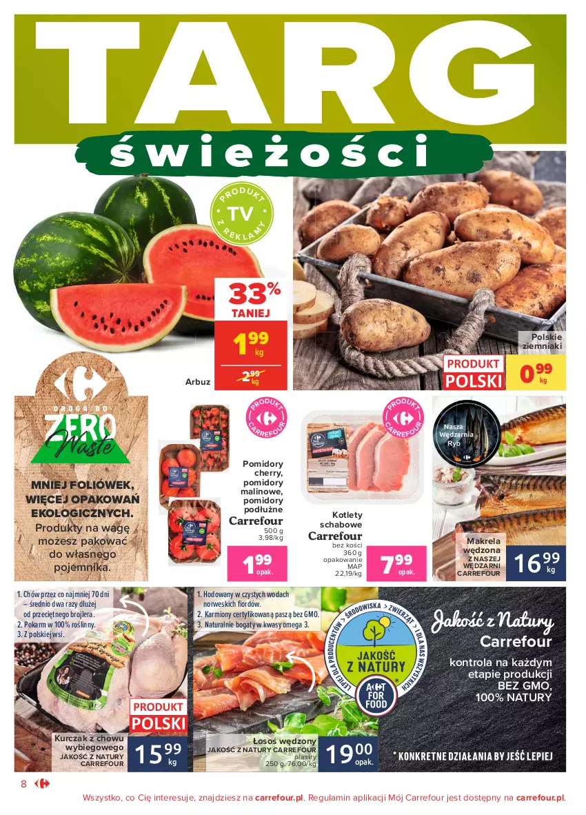 Gazetka promocyjna Carrefour - Gazetka Otwieramy się - ważna 22.06 do 03.07.2021 - strona 8 - produkty: Arbuz, Karmi, Kotlet, Kurczak, Pojemnik, Pomidory, Woda, Ziemniaki