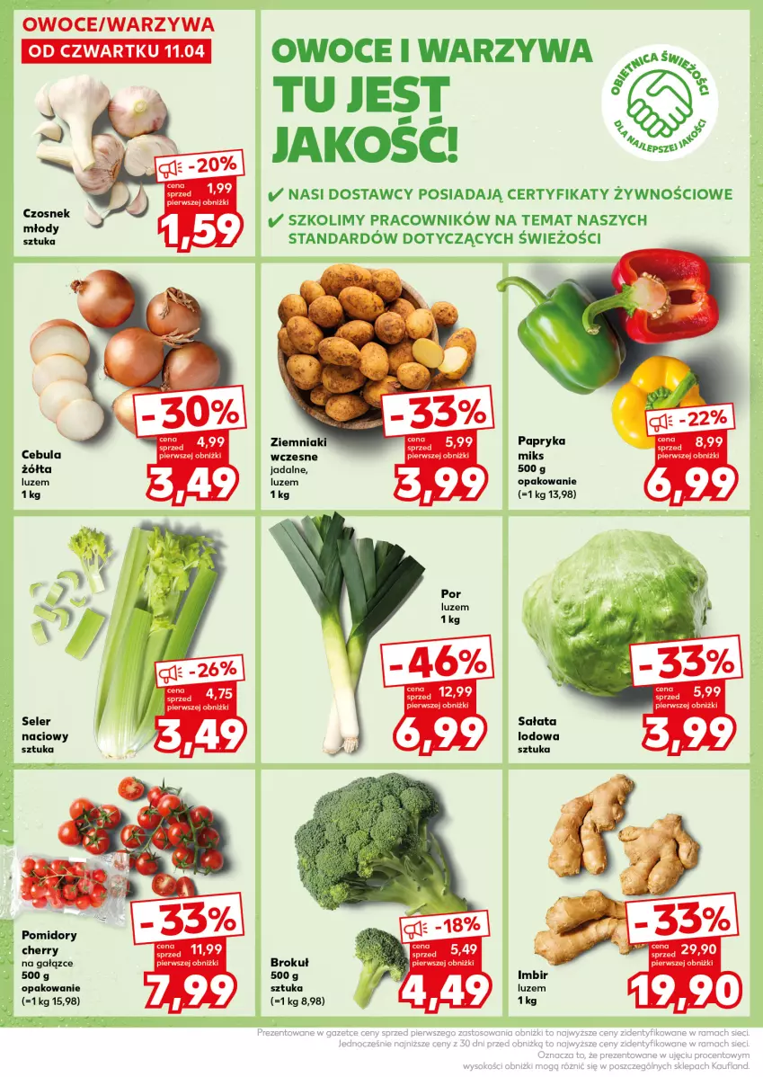 Gazetka promocyjna Kaufland - Kaufland - ważna 15.04 do 17.04.2024 - strona 16 - produkty: Czosnek, Imbir, Owoce, Papryka, Pomidory, Sałat, Sałata lodowa, Warzywa