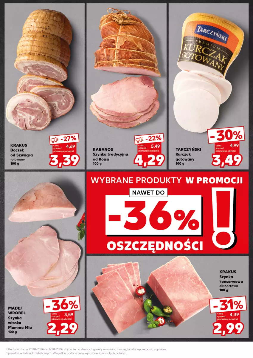 Gazetka promocyjna Kaufland - Kaufland - ważna 15.04 do 17.04.2024 - strona 21 - produkty: Boczek, Gra, Kabanos, Krakus, Kurczak, Madej Wróbel, Por, Ser, Sport, Szynka, Szynka konserwowa, Tarczyński