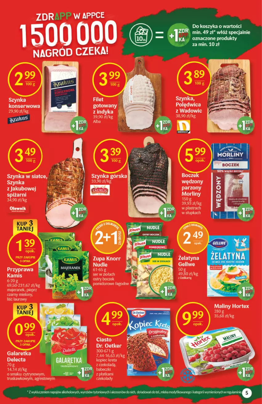 Gazetka promocyjna Delikatesy Centrum - Gazetka DC40 n. fresh - ważna 07.10 do 13.10.2021 - strona 5 - produkty: Babeczki, Boczek, Delecta, Dr. Oetker, Gala, Galaretka, Gres, Hortex, Kamis, Knorr, Kopiec Kreta, Kret, Laur, Maliny, Morliny, Olewnik, Piec, Pieprz, Polędwica, Ser, Szynka, Zupa