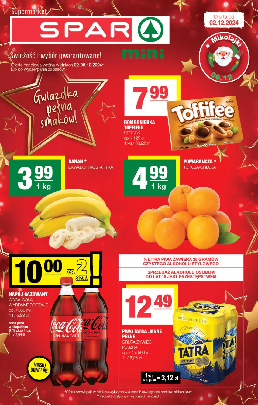 Gazetka promocyjna Spar - Spar-Mini - ważna 01.12 do 11.12.2024 - strona 1 - produkty: Gin, Gra, Piwa, Piwo, Tatra, Toffifee