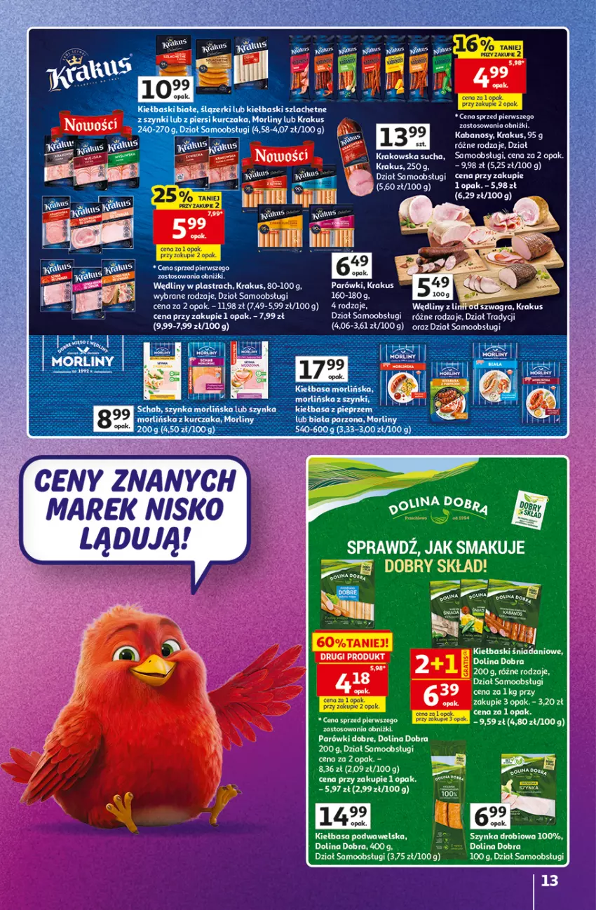 Gazetka promocyjna Auchan - Gazetka 30 Lat Hipermarket Auchan Znane marki - ważna 03.09 do 09.09.2026 - strona 13 - produkty: Gra, Kabanos, Krakus, Morliny, Parówki