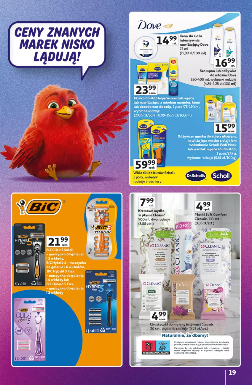 Gazetka promocyjna Auchan - Gazetka 30 Lat Hipermarket Auchan Znane marki - ważna 03.09 do 09.09.2026 - strona 19 - produkty: BIC, Chusteczki, Cleanic, Dove, Fa, Krem do ciała, Maszynka, Maszynka do golenia, Mydło, Odzywka do włosów, Szampon, Szynka