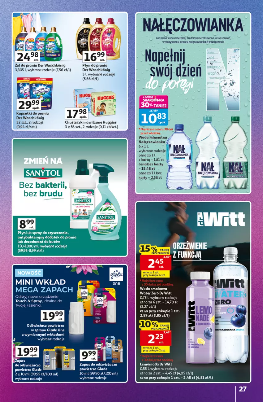 Gazetka promocyjna Auchan - Gazetka 30 Lat Hipermarket Auchan Znane marki - ważna 03.09 do 09.09.2026 - strona 27 - produkty: Chusteczki, Chusteczki nawilzane, Cif, Fa, Huggies, Karp, Lemoniada, Nałęczowianka, Odświeżacz powietrza, Płyn do prania, Woda