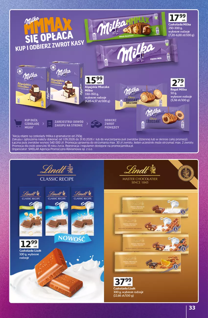 Gazetka promocyjna Auchan - Gazetka 30 Lat Hipermarket Auchan Znane marki - ważna 03.09 do 09.09.2026 - strona 33 - produkty: Cif, Czekolada, Gra, LG, Lindt, Milka, Mleczko, Mola, Rama