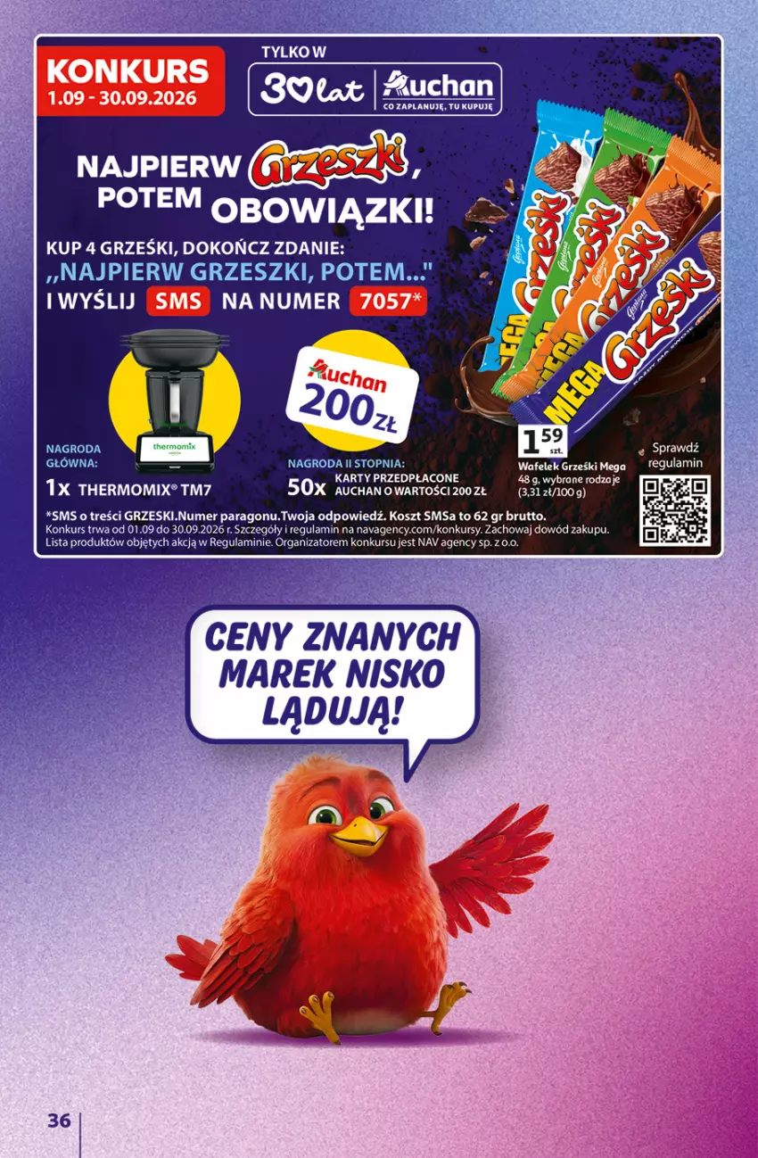 Gazetka promocyjna Auchan - Gazetka 30 Lat Hipermarket Auchan Znane marki - ważna 03.09 do 09.09.2026 - strona 36 - produkty: Grześki, Kosz, Top, Wafelek