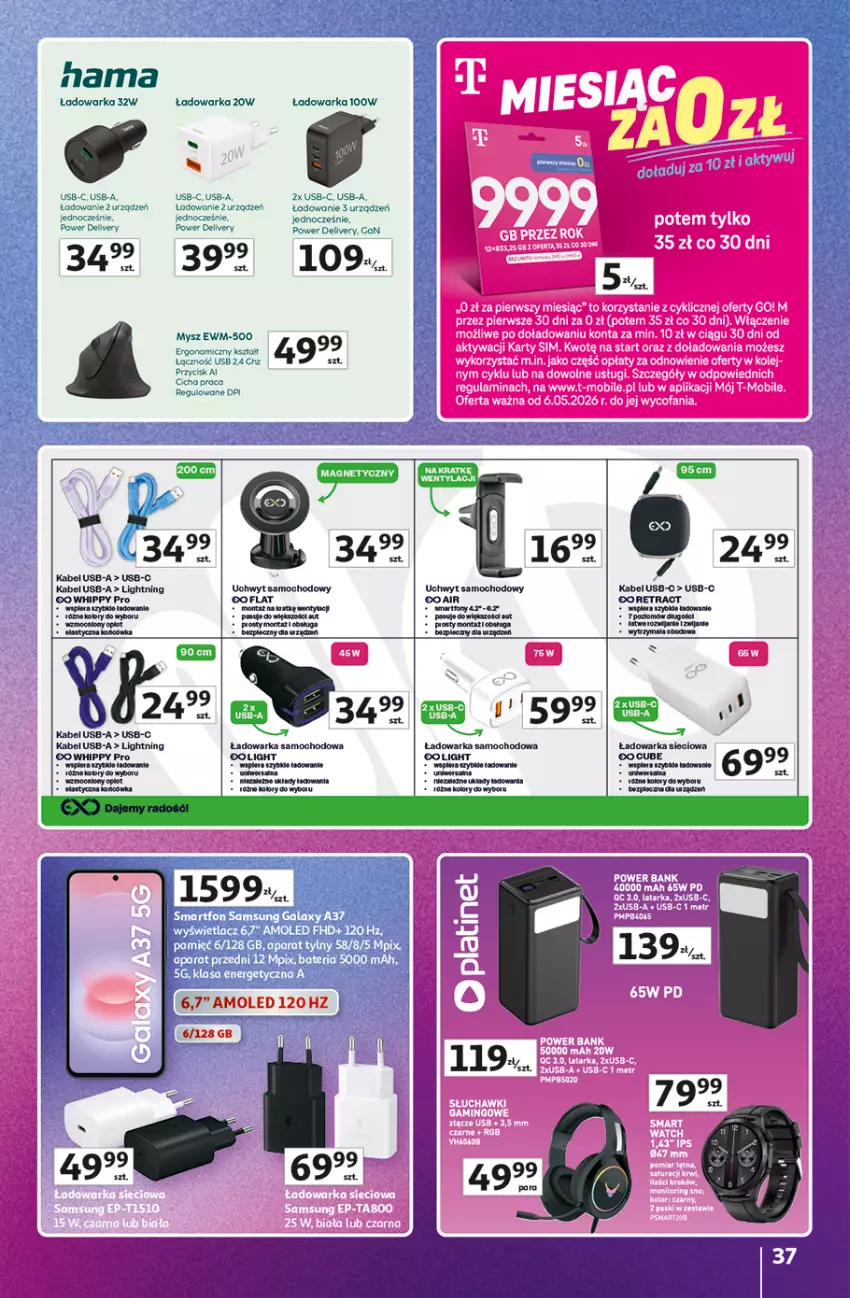 Gazetka promocyjna Auchan - Gazetka 30 Lat Hipermarket Auchan Znane marki - ważna 03.09 do 09.09.2026 - strona 37 - produkty: Amol, Bateria, Gala, HiPP, HP, K2, Kabel USB, Mysz, Piec, Samsung, Smartfon, Warka