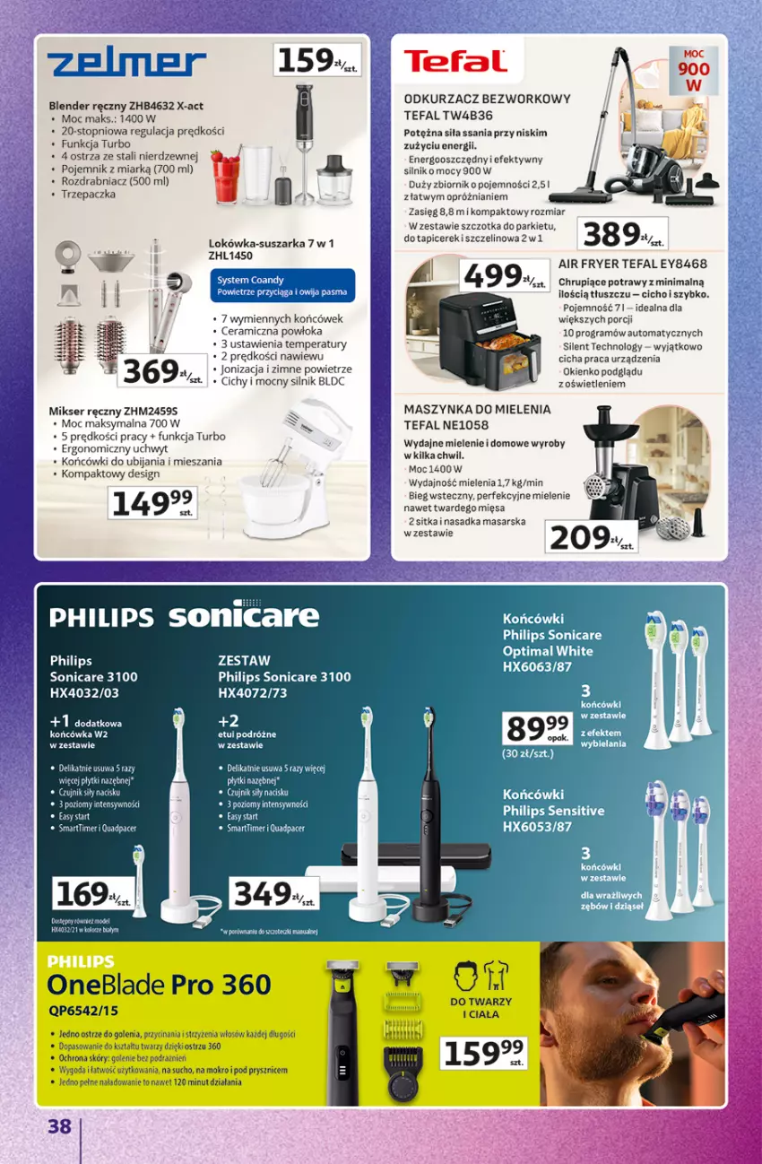 Gazetka promocyjna Auchan - Gazetka 30 Lat Hipermarket Auchan Znane marki - ważna 03.09 do 09.09.2026 - strona 38 - produkty: Acer, Blender, Blender ręczny, Fa, Gra, Lokówka, Maszynka, Maszynka do mielenia, Mikser, Mikser ręczny, Odkurzacz, Philips, Pojemnik, Por, Rozdrabniacz, Ser, Suszarka, Szczotka, Szynka, Tefal, Top, Trzepaczka