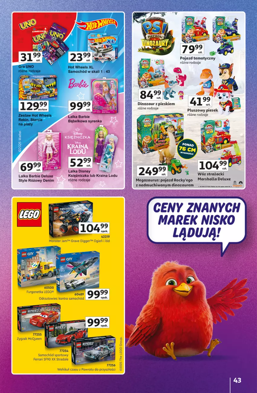 Gazetka promocyjna Auchan - Gazetka 30 Lat Hipermarket Auchan Znane marki - ważna 03.09 do 09.09.2026 - strona 43 - produkty: Barbie, Dinozaur, Disney, Fa, Gra, Hot Wheels, Lalka, Mars, Pojazd, Samochód
