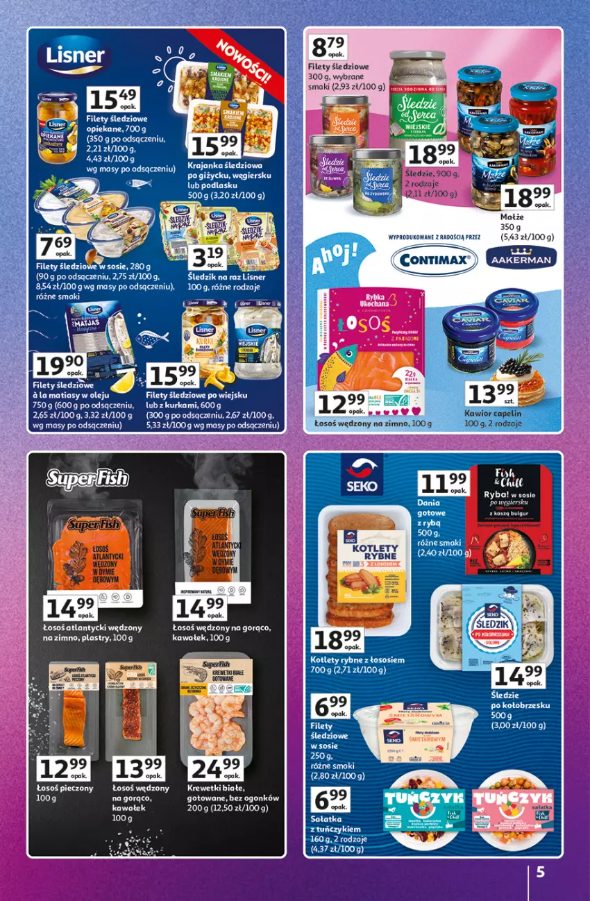 Gazetka promocyjna Auchan - Gazetka 30 Lat Hipermarket Auchan Znane marki - ważna 03.09 do 09.09.2026 - strona 5 - produkty: Ba!, Bulgur, Fa, Kawa, Kawior, Krajanka śledziowa, Krewetki, LG, Lisner, Olej, Ryba, Sałat, Sałatka, Sos, Tuńczyk, Wałek