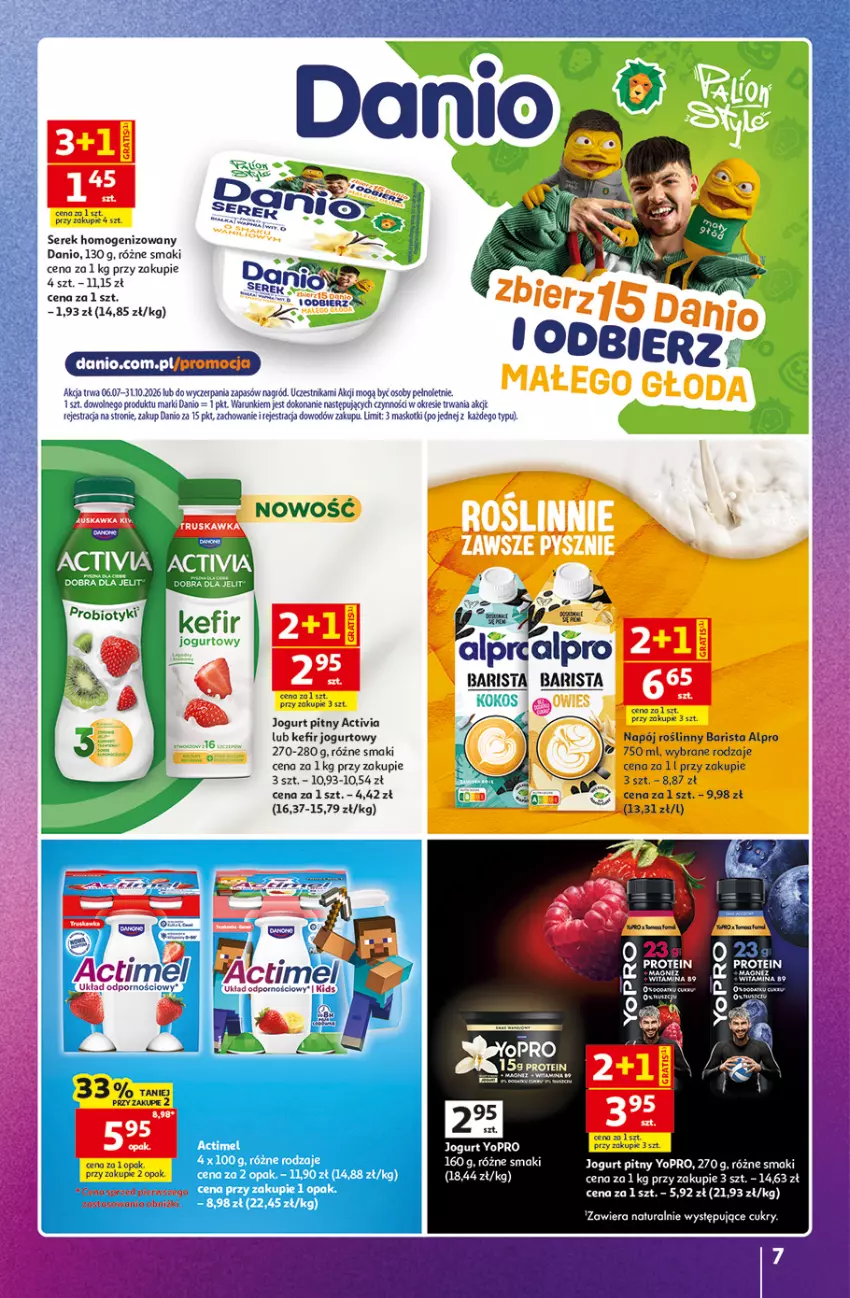 Gazetka promocyjna Auchan - Gazetka 30 Lat Hipermarket Auchan Znane marki - ważna 03.09 do 09.09.2026 - strona 7 - produkty: Activia, Alpro, Danio, Gra, Jogurt, Jogurt pitny, Kefir, Napój, Napój roślinny, Por, Ser, Serek, Serek homogenizowany
