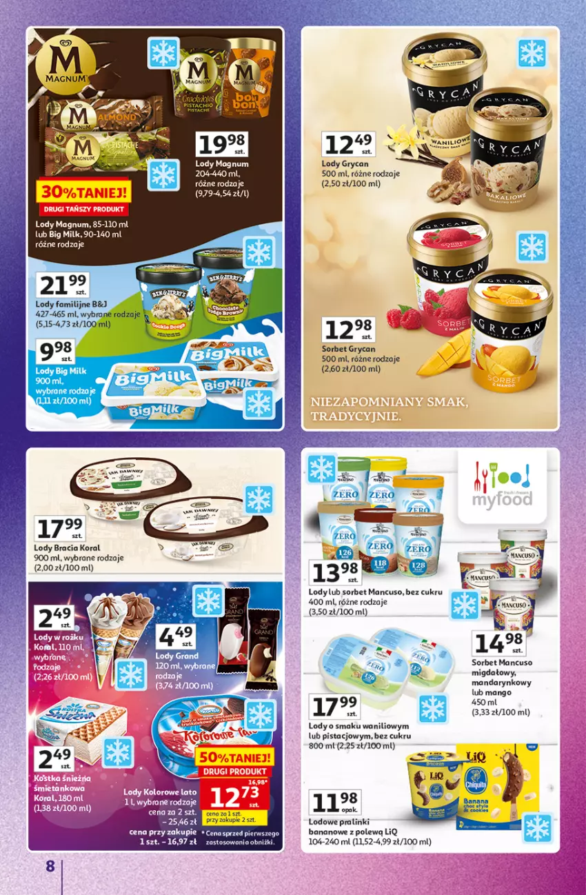 Gazetka promocyjna Auchan - Gazetka 30 Lat Hipermarket Auchan Znane marki - ważna 03.09 do 09.09.2026 - strona 8 - produkty: Big Milk, Fa, Gry, Lody, Mango