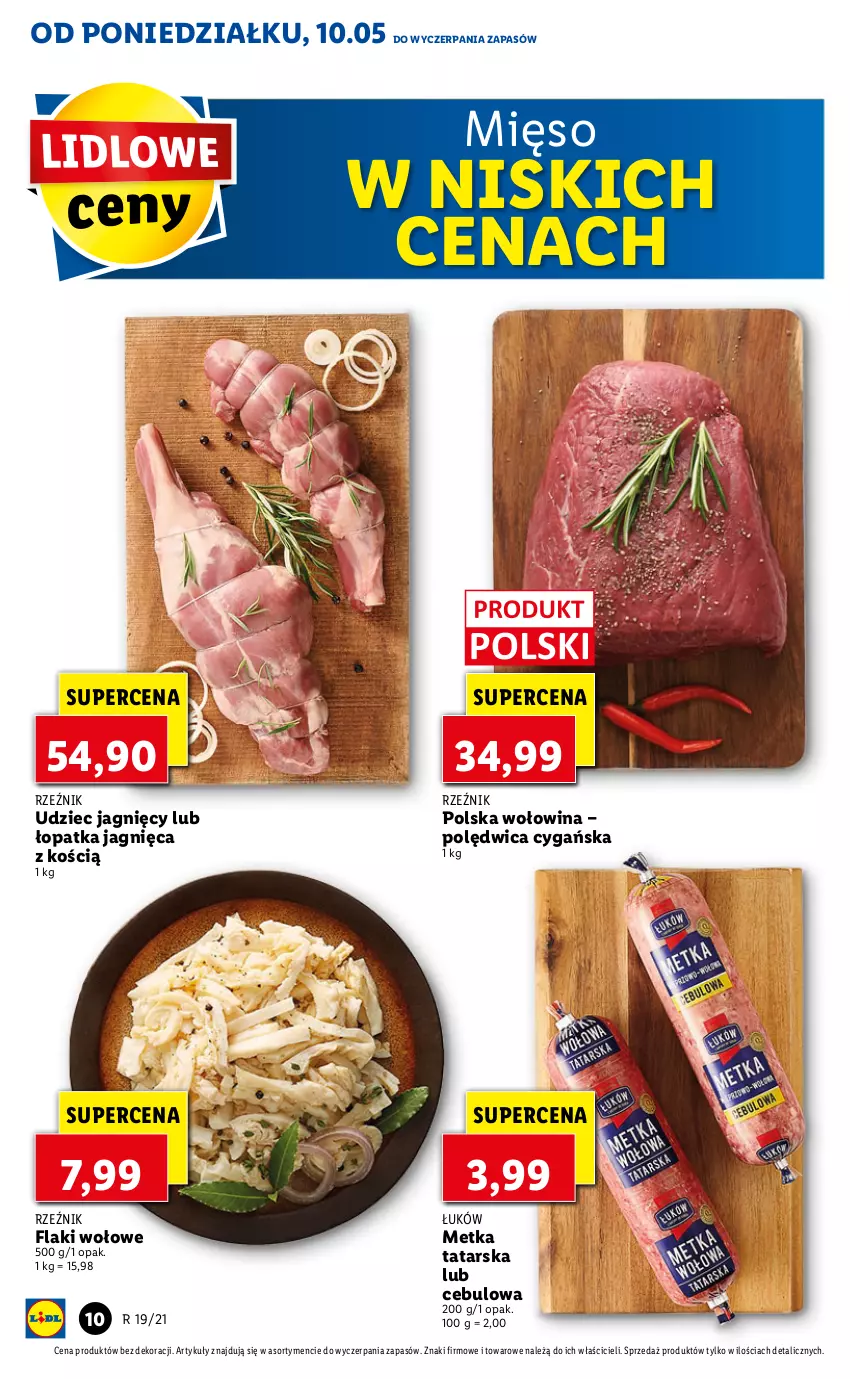 Gazetka promocyjna Lidl - GAZETKA - ważna 10.05 do 12.05.2021 - strona 10 - produkty: Flaki, Flaki wołowe, Metka tatarska, Mięso, Polędwica, Wołowina