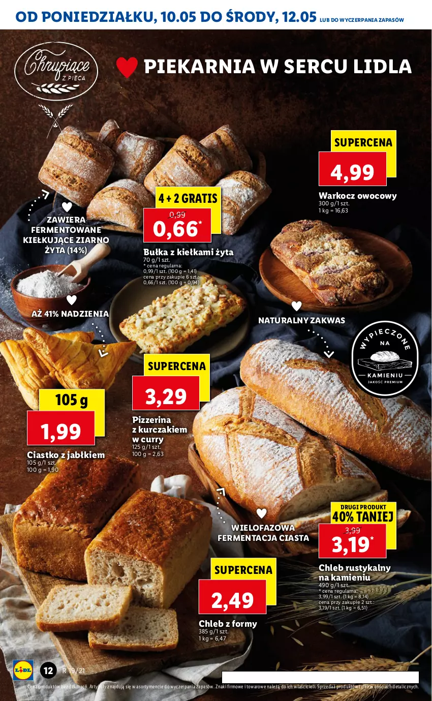 Gazetka promocyjna Lidl - GAZETKA - ważna 10.05 do 12.05.2021 - strona 12 - produkty: Bułka, Chleb, Fa, Gra, Koc, Kurczak, Pizzerina, Rust, Ser