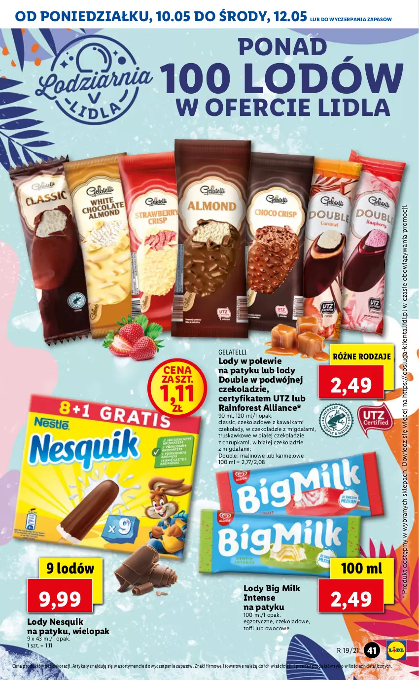 Gazetka promocyjna Lidl - GAZETKA - ważna 10.05 do 12.05.2021 - strona 41 - produkty: Big Milk, Kawa, Lody, Nesquik