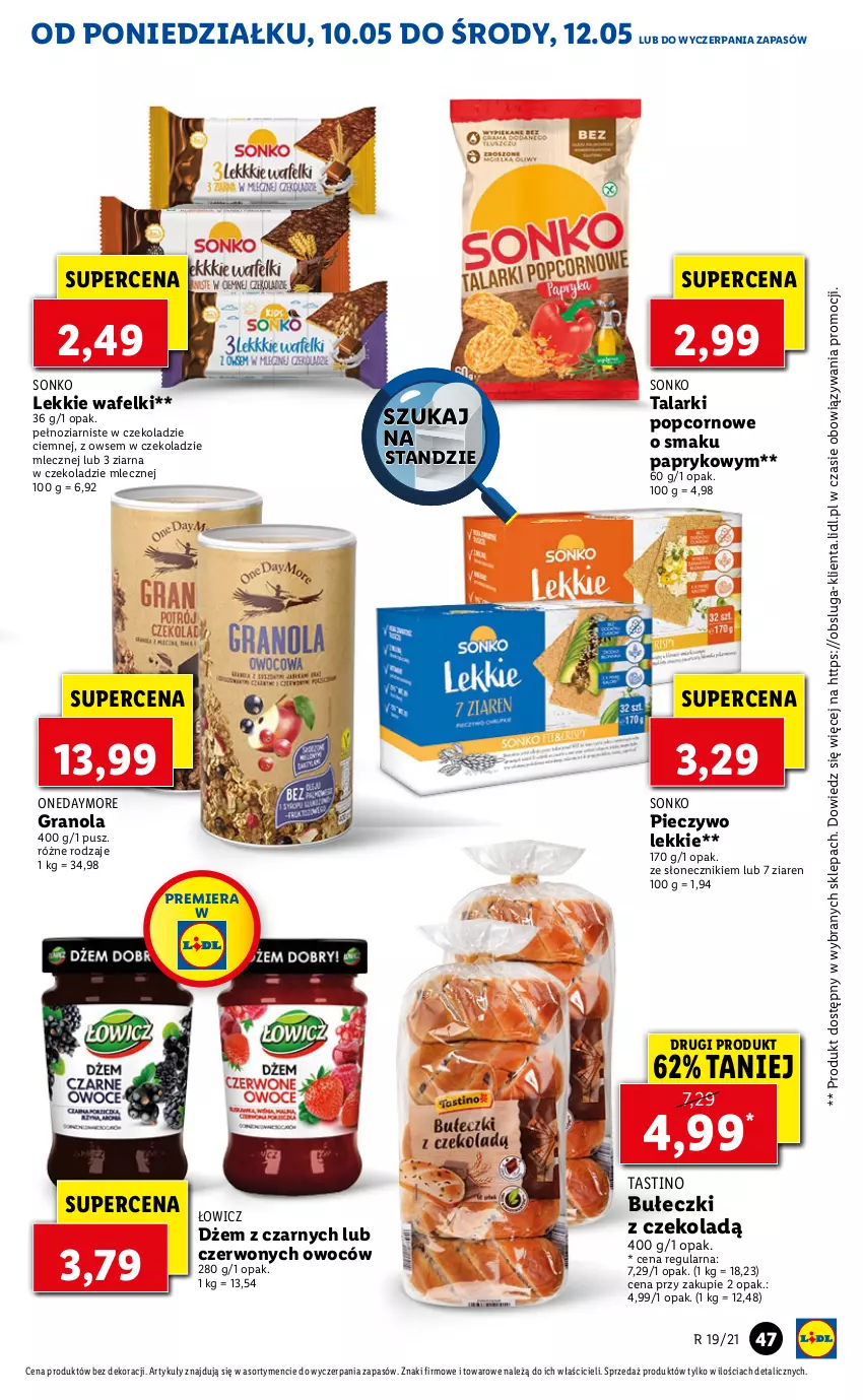 Gazetka promocyjna Lidl - GAZETKA - ważna 10.05 do 12.05.2021 - strona 47 - produkty: Bułeczki, Dżem, Gra, Granola, Piec, Pieczywo, Popcorn, Sonko