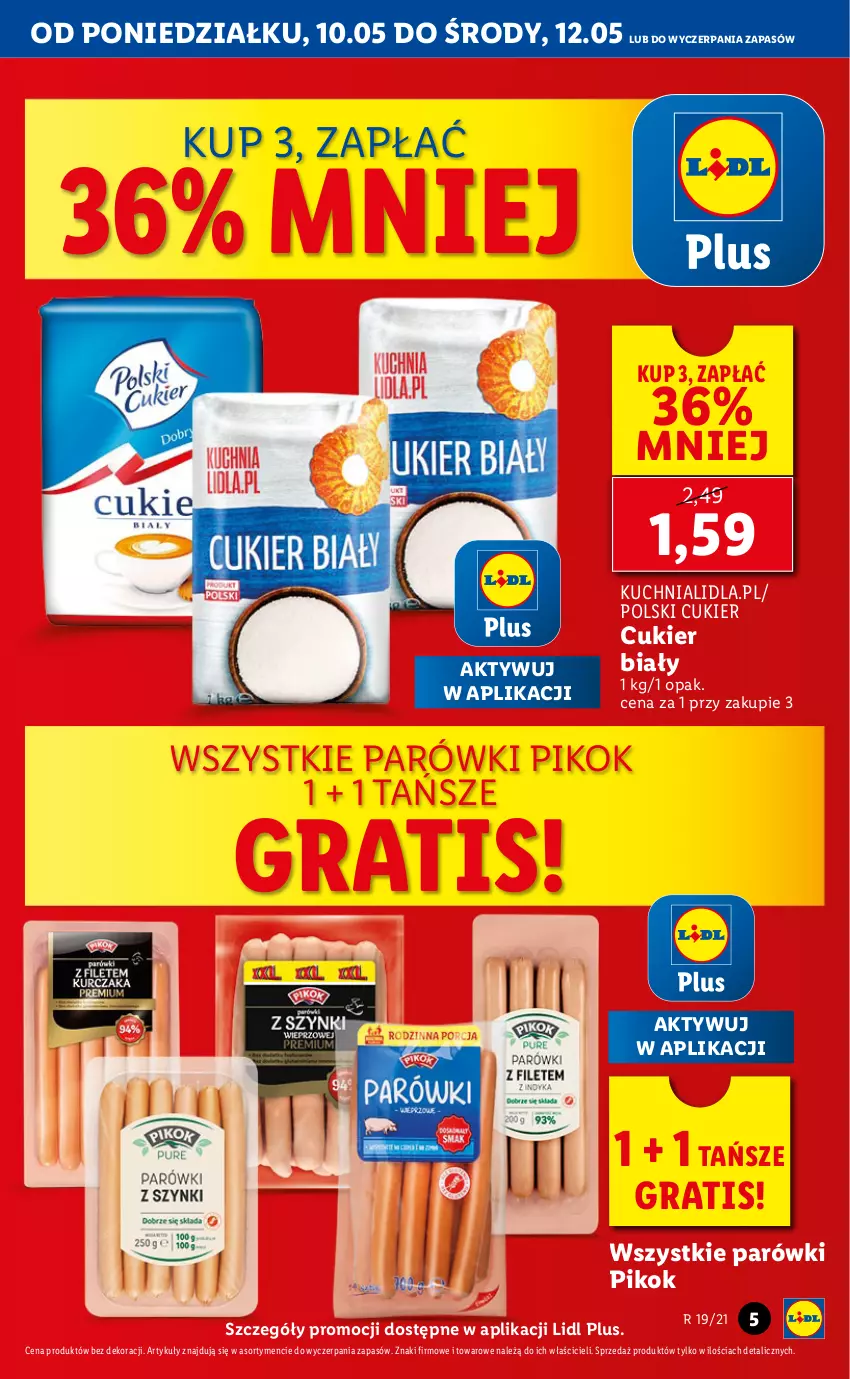 Gazetka promocyjna Lidl - GAZETKA - ważna 10.05 do 12.05.2021 - strona 5 - produkty: Cukier, Gra, Kuchnia, Parówki, PIKOK