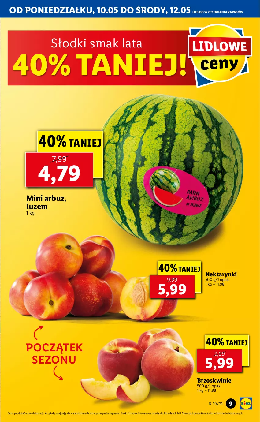 Gazetka promocyjna Lidl - GAZETKA - ważna 10.05 do 12.05.2021 - strona 9 - produkty: Arbuz, Brzoskwinie, Nektar