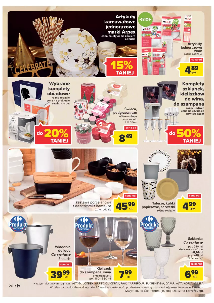 Gazetka promocyjna Carrefour - Gazetka Carrefour - ważna 27.12 do 31.12.2022 - strona 20 - produkty: Kieliszek, Papier, Por, Ser, Serwetki, Szklanka, Talerz