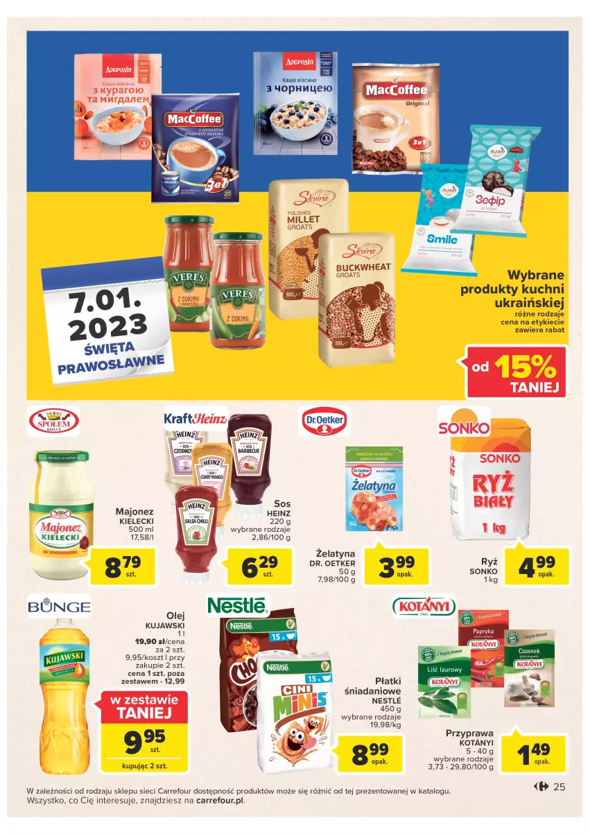 Gazetka promocyjna Carrefour - Gazetka Carrefour - ważna 27.12 do 31.12.2022 - strona 25 - produkty: Danio, Dr. Oetker, Heinz, Kosz, Kujawski, Majonez, Olej, Papryka, Ryż, Sonko, Sos