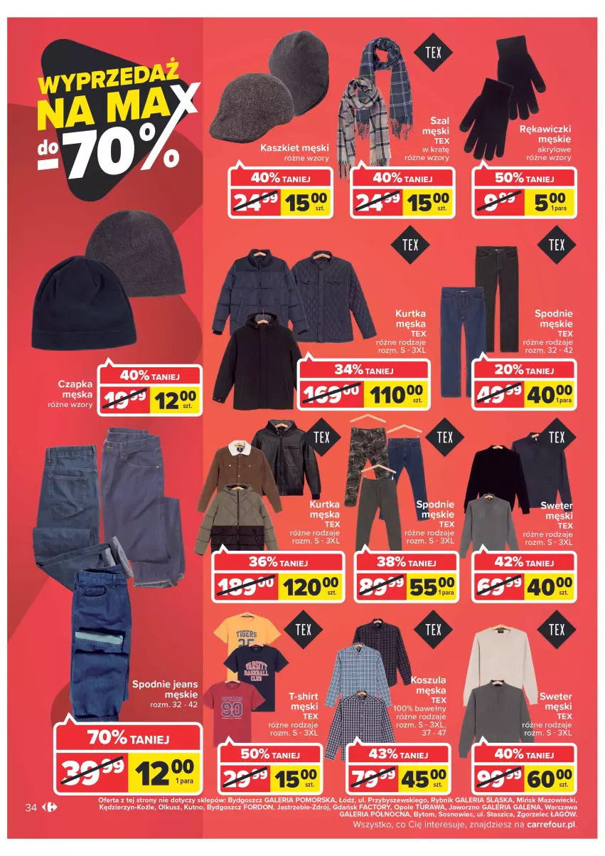 Gazetka promocyjna Carrefour - Gazetka Carrefour - ważna 27.12 do 31.12.2022 - strona 34 - produkty: Acer, Czapka, Fa, Kaszkiet, Kurtka, Sos, Spodnie, Spodnie jeans, Sweter