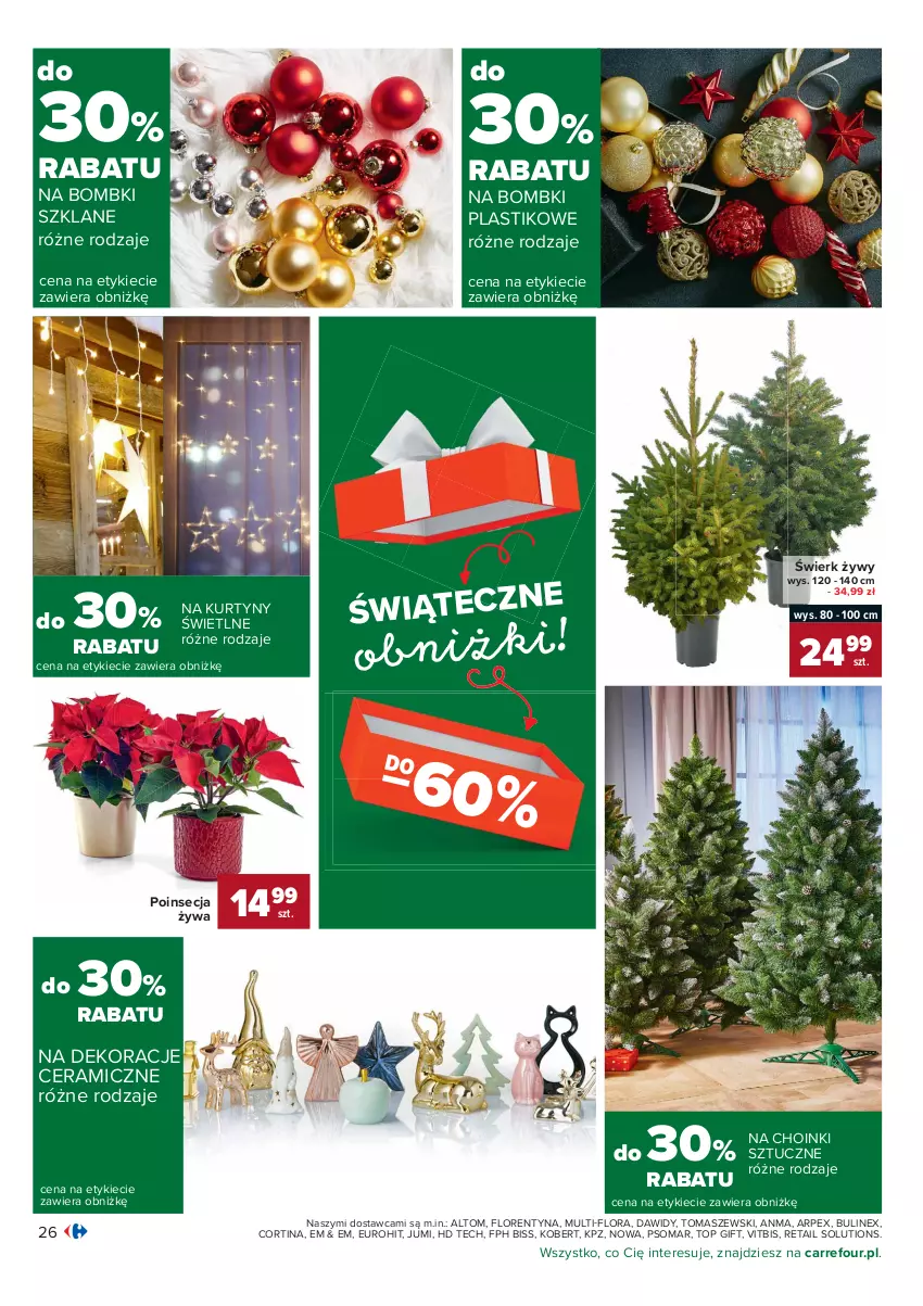 Gazetka promocyjna Carrefour - Gazetka Carrefour - ważna 13.12 do 19.12.2021 - strona 26 - produkty: Bombki, Flora, Poinsecja, Top