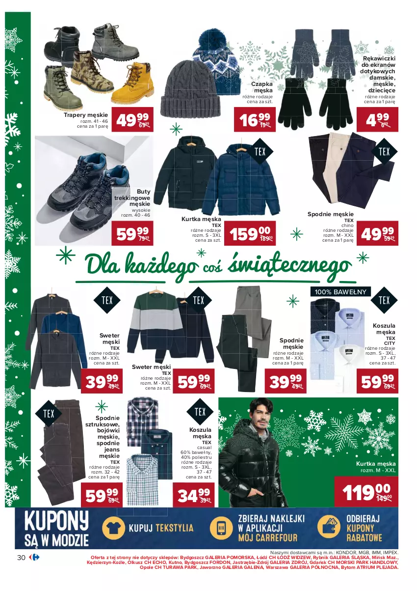 Gazetka promocyjna Carrefour - Gazetka Carrefour - ważna 13.12 do 19.12.2021 - strona 30 - produkty: Buty, Czapka, Dzieci, Kosz, Koszula, Kurtka, Sok, Spodnie, Spodnie jeans, Spodnie sztruksowe, Sweter