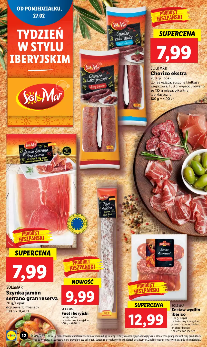 Gazetka promocyjna Lidl - GAZETKA - ważna 27.02 do 01.03.2023 - strona 14 - produkty: Gra, Jamón serrano, Kiełbasa, Ser, Szynka